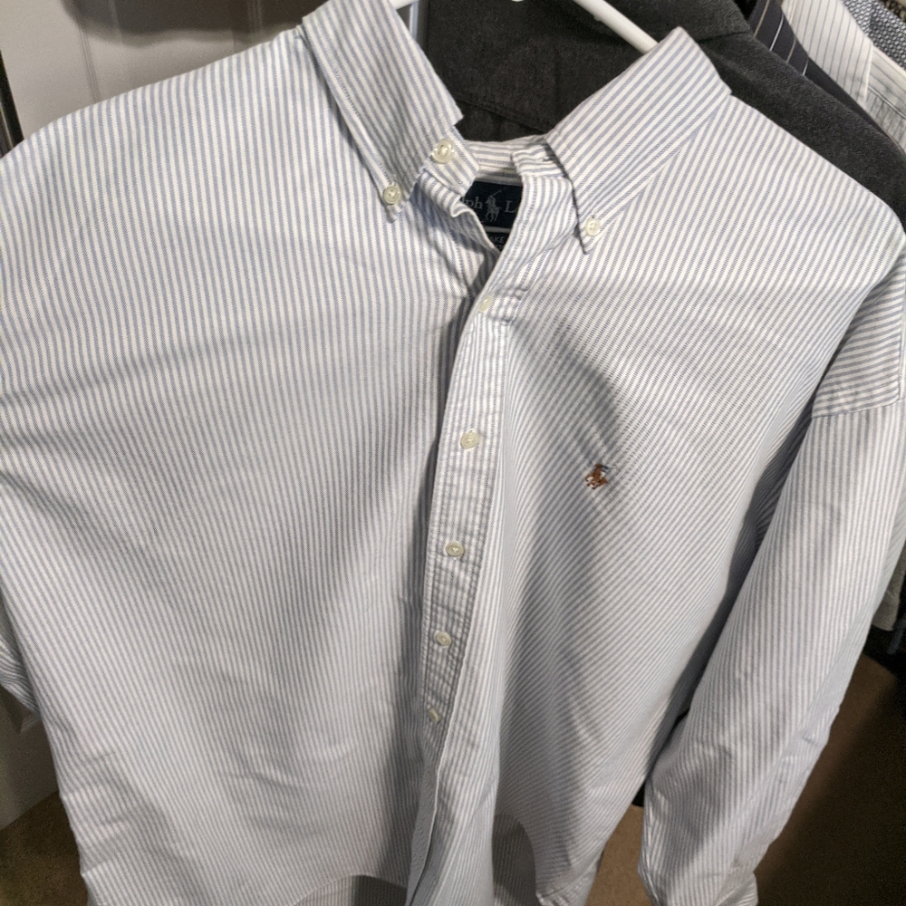 Polo Ralph Lauren dress shirt blue white size XL